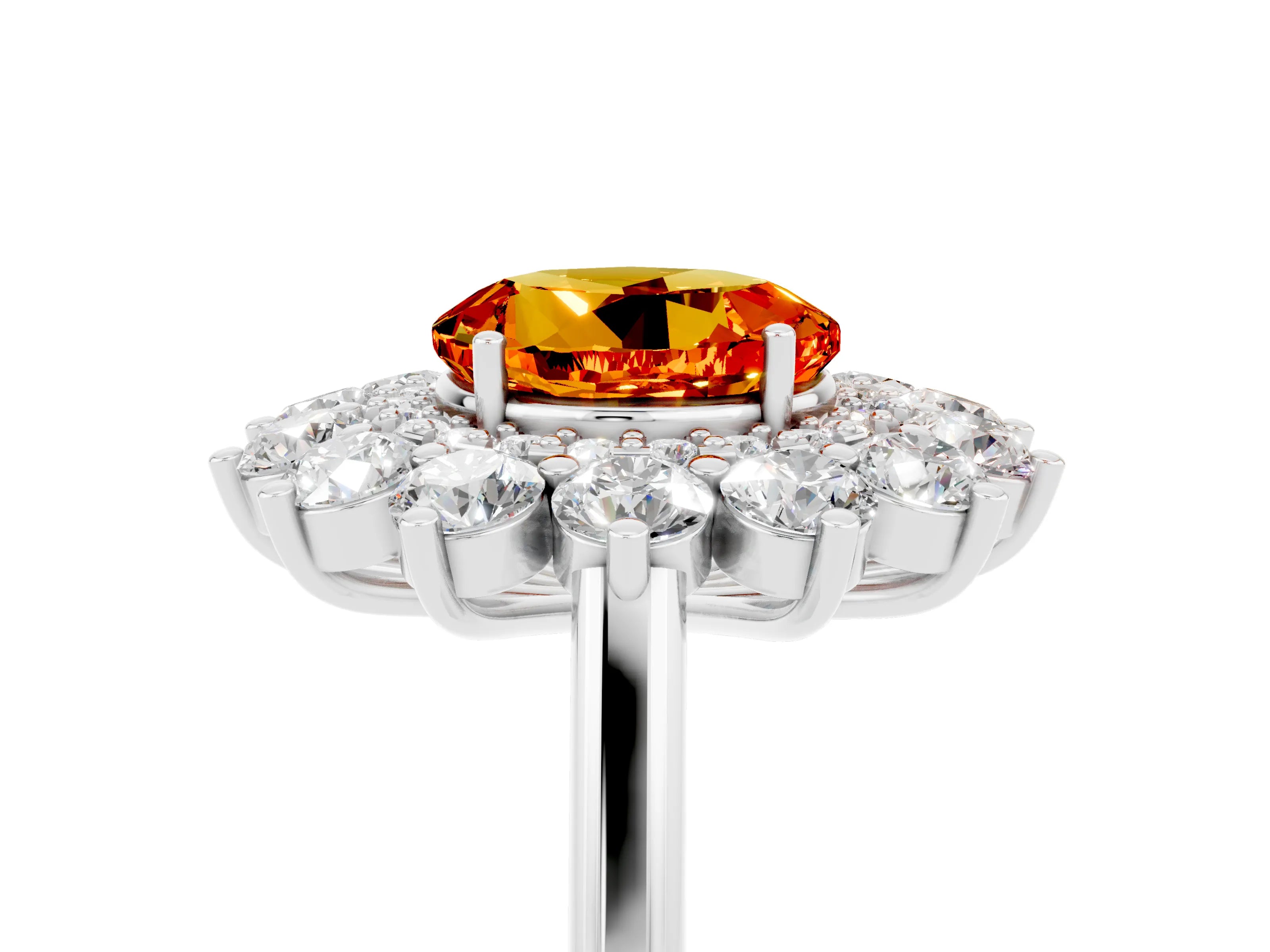 White gold Round Cut Halo Cluster Diamond Ring with Pave Band and Four-Prong Setting_17