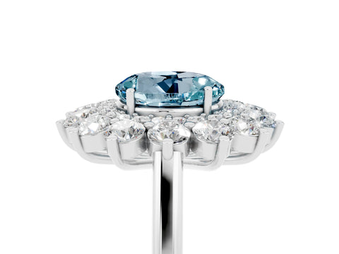 White gold Round Cut Halo Cluster Diamond Ring with Pave Band and Four-Prong Setting_17
