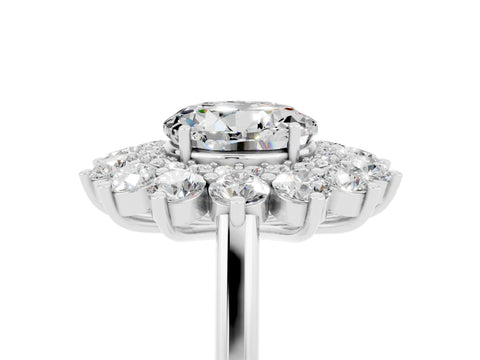 White gold Round Cut Halo Cluster Diamond Ring with Pave Band and Four-Prong Setting_17