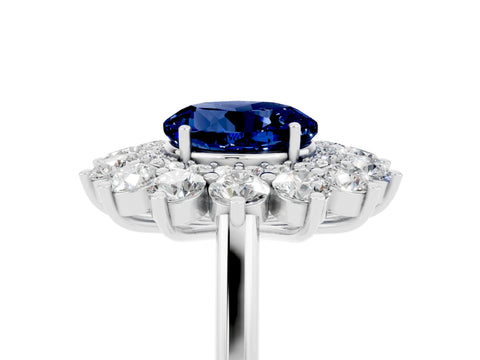 White gold Round Cut Halo Cluster Diamond Ring with Pave Band and Four-Prong Setting_23