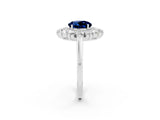 White gold Round Cut Halo Cluster Diamond Ring with Pave Band and Four-Prong Setting_26
