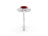 White gold Round Cut Halo Cluster Diamond Ring with Pave Band and Four-Prong Setting_28