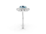 White gold Round Cut Halo Cluster Diamond Ring with Pave Band and Four-Prong Setting_32