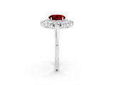 White gold Round Cut Halo Cluster Diamond Ring with Pave Band and Four-Prong Setting_38