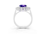 White gold Round Cut Halo Cluster Diamond Ring with Pave Band and Four-Prong Setting_3