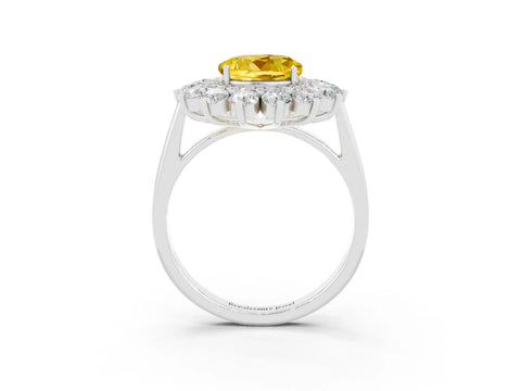 White gold Round Cut Halo Cluster Diamond Ring with Pave Band and Four-Prong Setting_3