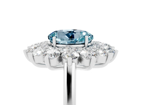 White gold Round Cut Halo Cluster Diamond Ring with Pave Band and Four-Prong Setting_5