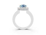 White gold Round Cut Halo Diamond Engagement Ring with Milgrain Pave Band and Four-Prong Setting_27