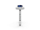 White gold Round Cut Halo Diamond Engagement Ring with Milgrain Pave Band and Four-Prong Setting_2