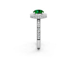 White gold Round Cut Halo Diamond Engagement Ring with Milgrain Pave Band and Four-Prong Setting_2