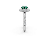 White gold Round Cut Halo Diamond Engagement Ring with Milgrain Pave Band and Four-Prong Setting_2