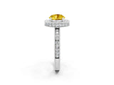 White gold Round Cut Halo Diamond Engagement Ring with Milgrain Pave Band and Four-Prong Setting_2