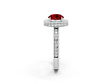 White gold Round Cut Halo Diamond Engagement Ring with Milgrain Pave Band and Four-Prong Setting_2