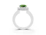 White gold Round Cut Halo Diamond Engagement Ring with Milgrain Pave Band and Four-Prong Setting_3