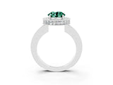White gold Round Cut Halo Diamond Engagement Ring with Milgrain Pave Band and Four-Prong Setting_3