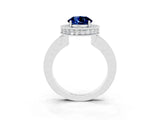 White gold Round Cut Halo Diamond Engagement Ring with Milgrain Pave Band and Four-Prong Setting_3