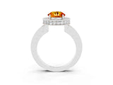 White gold Round Cut Halo Diamond Engagement Ring with Milgrain Pave Band and Four-Prong Setting_3