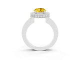 White gold Round Cut Halo Diamond Engagement Ring with Milgrain Pave Band and Four-Prong Setting_3