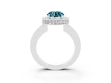 White gold Round Cut Halo Diamond Engagement Ring with Milgrain Pave Band and Four-Prong Setting_3