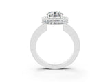White gold Round Cut Halo Diamond Engagement Ring with Milgrain Pave Band and Four-Prong Setting_3