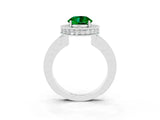 White gold Round Cut Halo Diamond Engagement Ring with Milgrain Pave Band and Four-Prong Setting_3