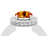 White gold Round Cut Halo Diamond Engagement Ring with Milgrain Pave Band and Four-Prong Setting_4
