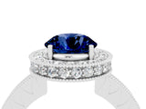 White gold Round Cut Halo Diamond Engagement Ring with Milgrain Pave Band and Four-Prong Setting_4