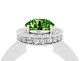 White gold Round Cut Halo Diamond Engagement Ring with Milgrain Pave Band and Four-Prong Setting_4