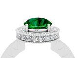 White gold Round Cut Halo Diamond Engagement Ring with Milgrain Pave Band and Four-Prong Setting_4