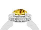 White gold Round Cut Halo Diamond Engagement Ring with Milgrain Pave Band and Four-Prong Setting_4