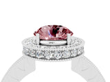 White gold Round Cut Halo Diamond Engagement Ring with Milgrain Pave Band and Four-Prong Setting_4