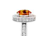 White gold Round Cut Halo Diamond Engagement Ring with Milgrain Pave Band and Four-Prong Setting_5