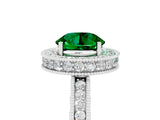 White gold Round Cut Halo Diamond Engagement Ring with Milgrain Pave Band and Four-Prong Setting_5