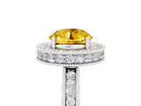 White gold Round Cut Halo Diamond Engagement Ring with Milgrain Pave Band and Four-Prong Setting_5