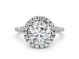 White gold Round Cut Halo Diamond Engagement Ring with Pave Band and Four-Prong Setting_21