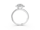 White gold Round Cut Halo Diamond Engagement Ring with Pave Band and Four-Prong Setting_24
