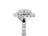 White gold Round Cut Halo Diamond Engagement Ring with Pave Band and Four-Prong Setting_26