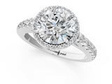 White gold Round Cut Halo Diamond Engagement Ring with Pave Band and Four-Prong Setting_58