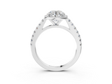 White gold Round Cut Halo Diamond Engagement Ring with Pave Band and Four-Prong Setting_60