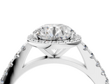 White gold Round Cut Halo Diamond Engagement Ring with Pave Band and Four-Prong Setting_61