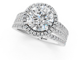 White gold Round Cut Halo Diamond Engagement Ring with Split Shank and Four-Prong Setting_27