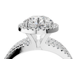 White gold Round Cut Halo Diamond Engagement Ring with Split Shank and Four-Prong Setting_30
