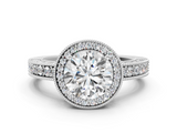 White gold Round Cut Halo Diamond Pave Band Ring with Four-Prong Setting_81