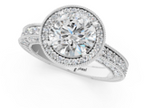 White gold Round Cut Halo Diamond Pave Band Ring with Four-Prong Setting_82