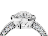 White gold Round Cut Halo Diamond Pave Band Ring with Four-Prong Setting_85