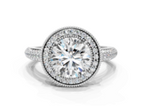 White gold Round Cut Halo Diamond Pave Band with Four-Prong Setting_67