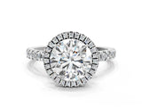 White gold Round Cut Halo Diamond Pave Band with Prong Setting_12