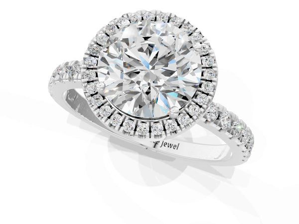 White gold Round Cut Halo Diamond Pave Band with Prong Setting