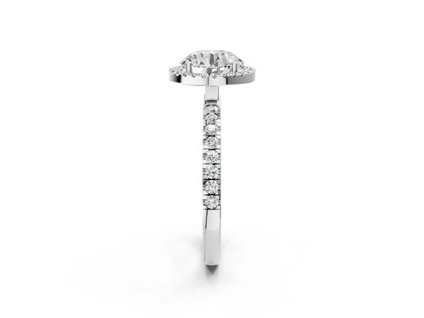 White gold Round Cut Halo Diamond Pave Band with Prong Setting