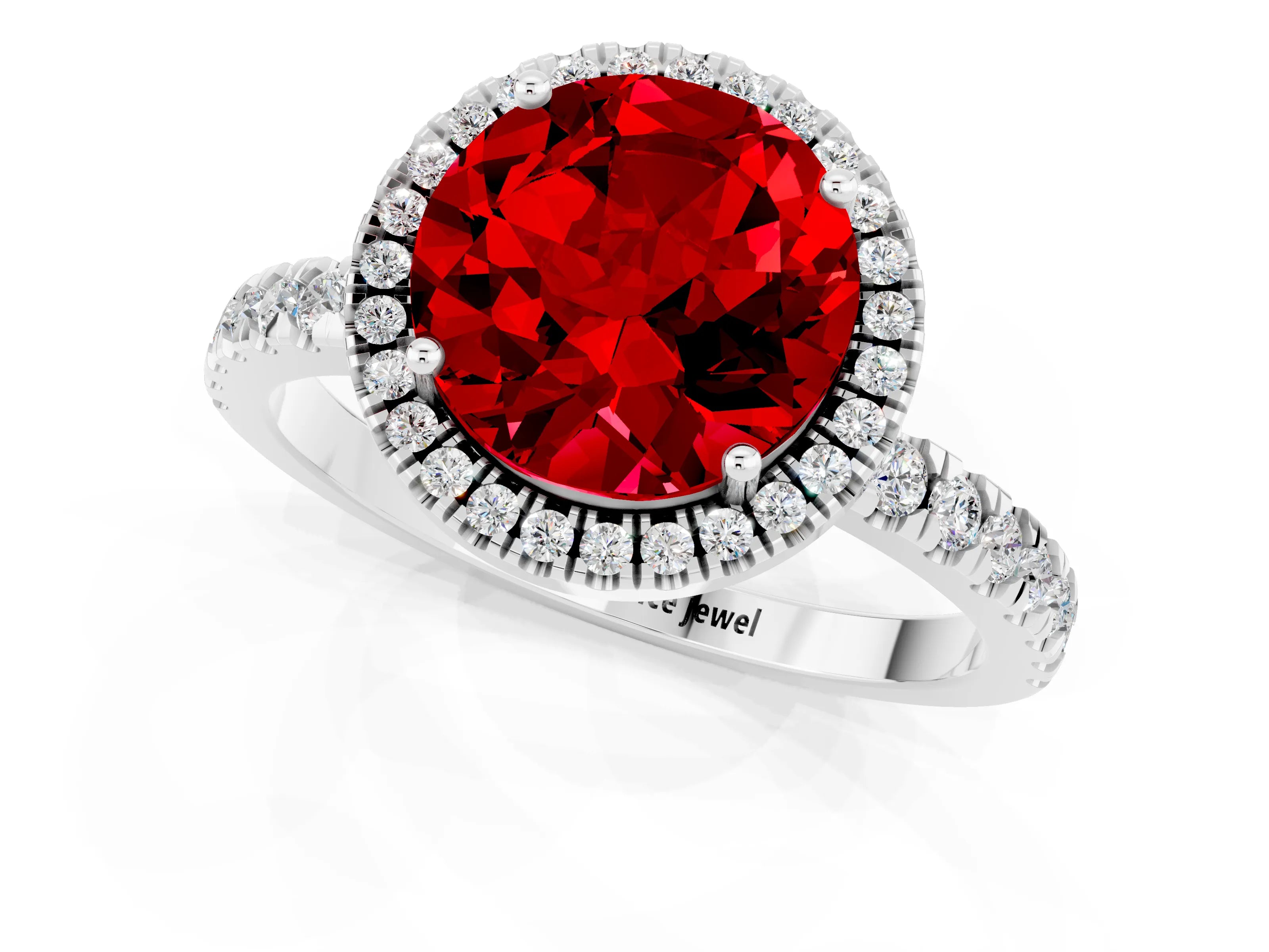 White gold Round Cut Halo Diamond Pave Band with Prong Setting_1